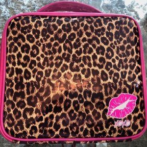 Shiny Plastic Leopard Makeup Case With Mirror